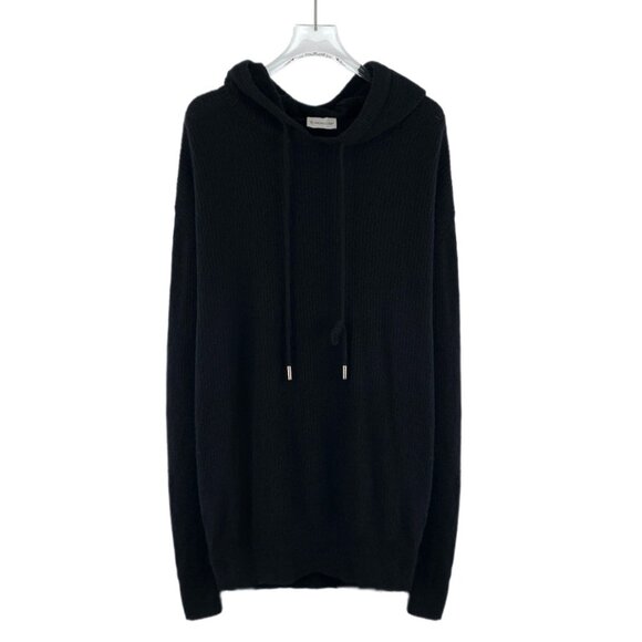 Moncler 2022 Black wool knit hoodie
